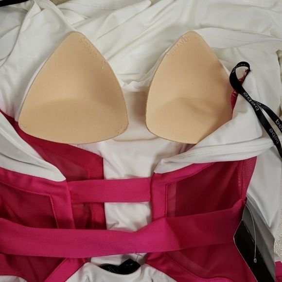 NWT ๐๐๐Bebe Neon Spandex Panel White Slim Dress Size S - Picture 16 of 16